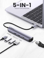 UGREEN Hub USB C 5 en 1 Adaptateur USB C vers HDMI 4K, RJ45 Ethernet, USB C PD 100W et 2 Ports USB 3.0