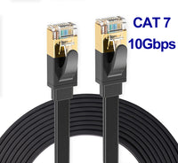Câble Ethernet RJ45 Cat 7 Câble Réseau 10Gbps 600MHz Haut Débit LAN Plat Noir