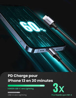 [Expédition France] UGREEN Câble USB C vers Lightning Certification MFi Nylon Tressé Charge Rapide Power Delivery