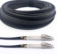 Câble à Fibre Optique en Acier Blindé pour Extérieur et Intérieur LC/UPC à LC/UPC OM3 Multimode Duplex 50/125um Noir